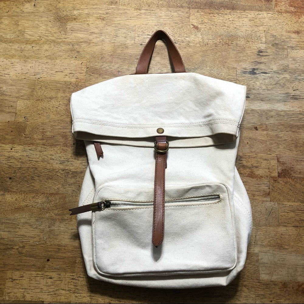 Madewell Canvas & Leather Ivory Backpack